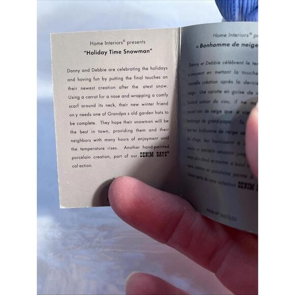 2003 Homco Home Interiors Denim Days Holiday Time Snowman Figurine 56072 - Picture 2 of 9